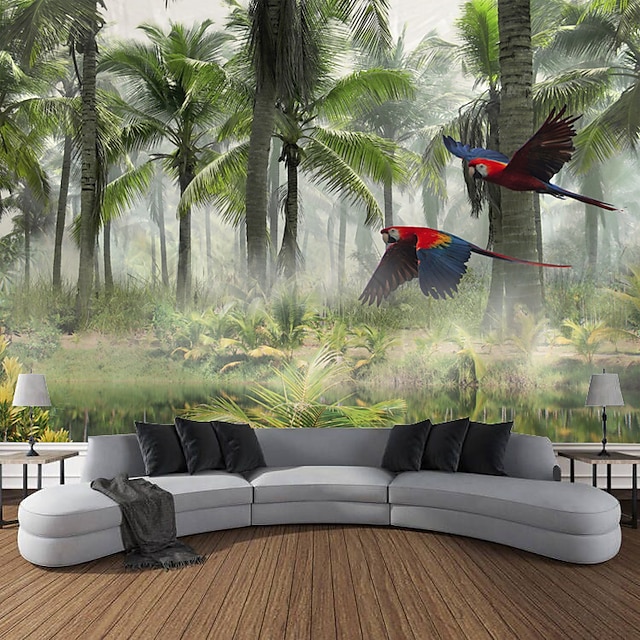  Tropical Forest Rainforest Hanging Tapestry Magic Nature Wall Art Large Tapestry Mural Decor Photograph Backdrop Blanket Curtain Home Bedroom Living Room Decoration
