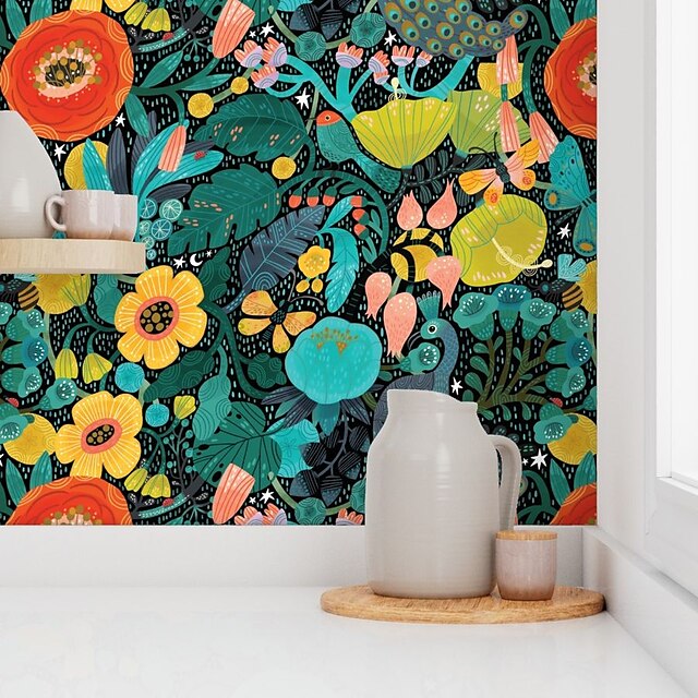  květinová tapeta slupovací a lepicí tapeta snímatelná PVC/vinyl samolepicí pro domácí dekoraci stěn 17,7''x118'' (45cmx300cm)