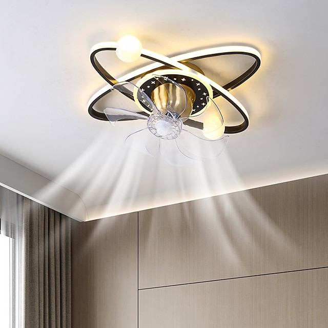  ventilateur de plafond avec lumière dimmable cercle design cristal 57cm 6 vitesses de vent ventilateur de plafond moderne pour chambre, salon app& télécommande 110-240v
