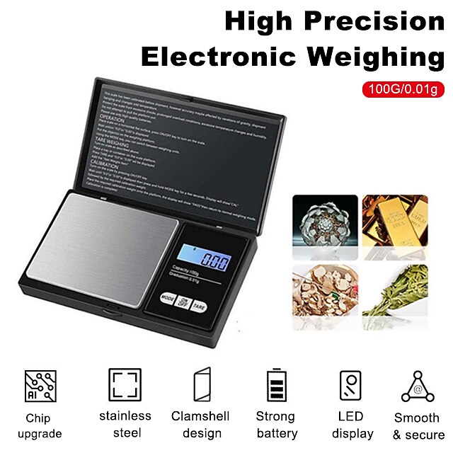  0.01g High Precision Electronic Weighing Jewelry Gold Accurate Weighing Portable Mini Digital Scale LCD Screen