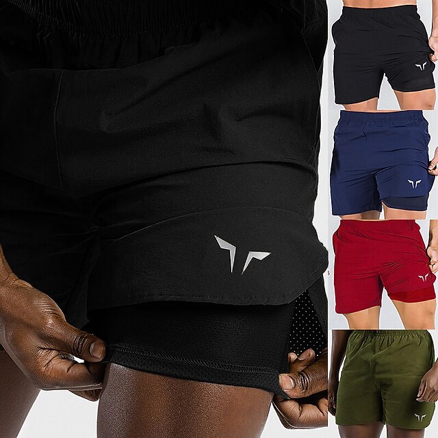 Men's Running Shorts Gym Shorts Side Pockets 2 in 1 Shorts Athletic