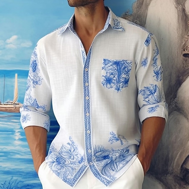  Homme Chemise Chemise hawaïenne Floral Imprimés Photos Col rabattu Jaune Rouge Bleu Vert Bleu clair Extérieur Plein Air Manches courtes Imprimer Vêtement Tenue Sportif Mode Vêtement de rue Design