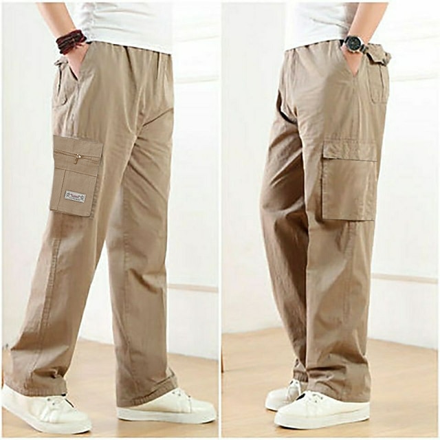 Men's Cargo Pants Cargo Trousers Trousers Work Pants Elastic Waist Multi Pocket Plain Comfort