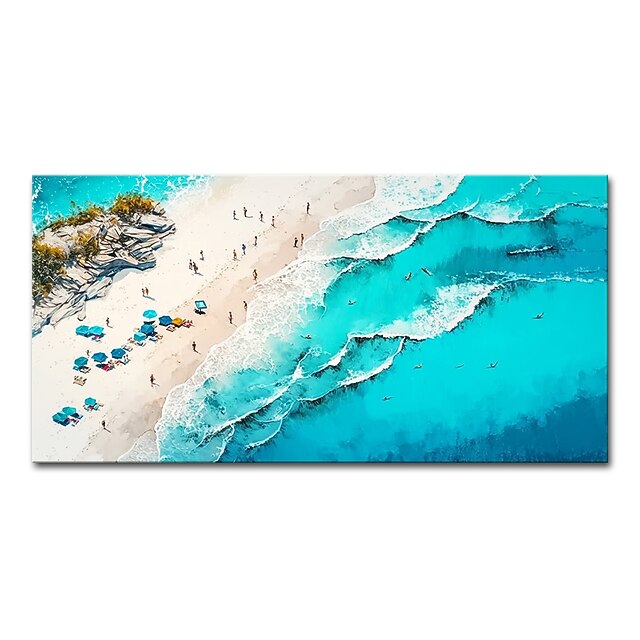 Mintura Handmade Beach Scenery Oil Paintings On Canvas Wall Art