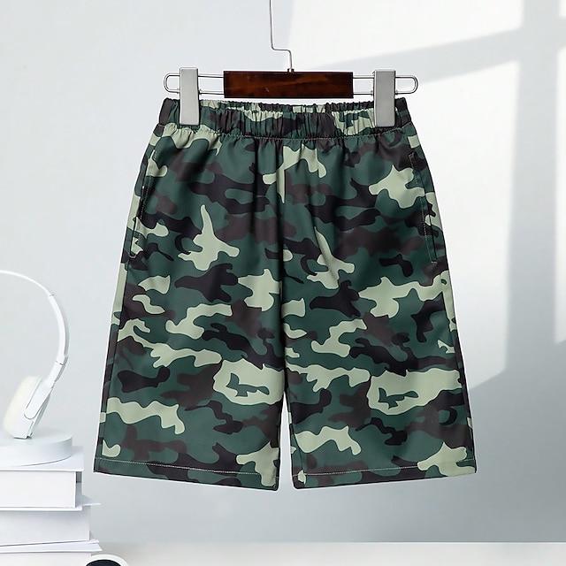  Kids Boys Graphic Shorts Active Outdoor Summer 3-12 Years Green