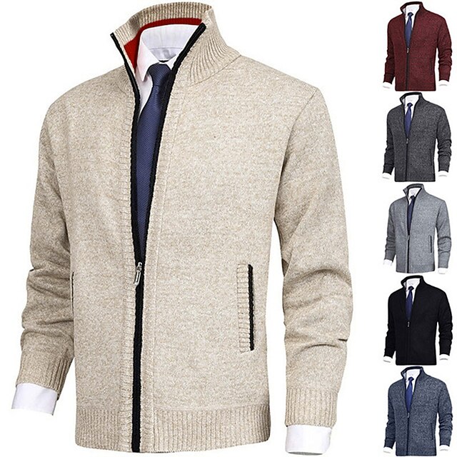 Men's Sweater Cardigan Sweater Zip Sweater Sweater Jacket Ribbed