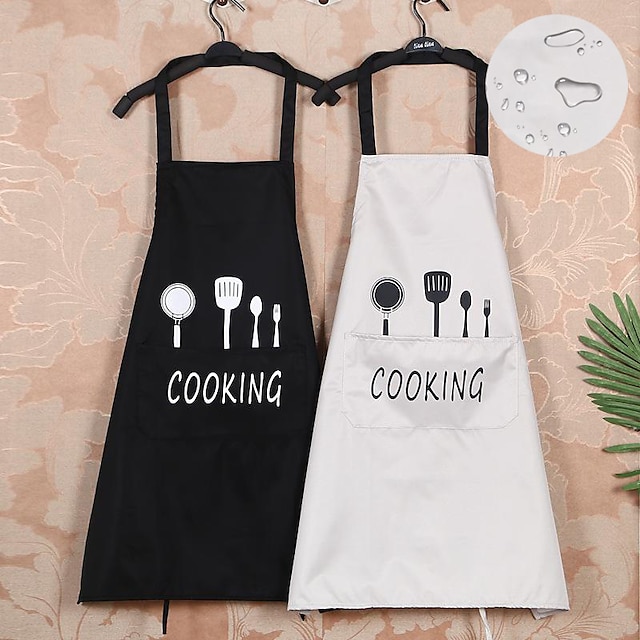  Waterproof Chef Apron For Women and Men, Kitchen Cooking Apron, Personalised Gardening Apron with Pocket, Cotton Canvas Work Apron Cross Back Heavy Duty Adjustable