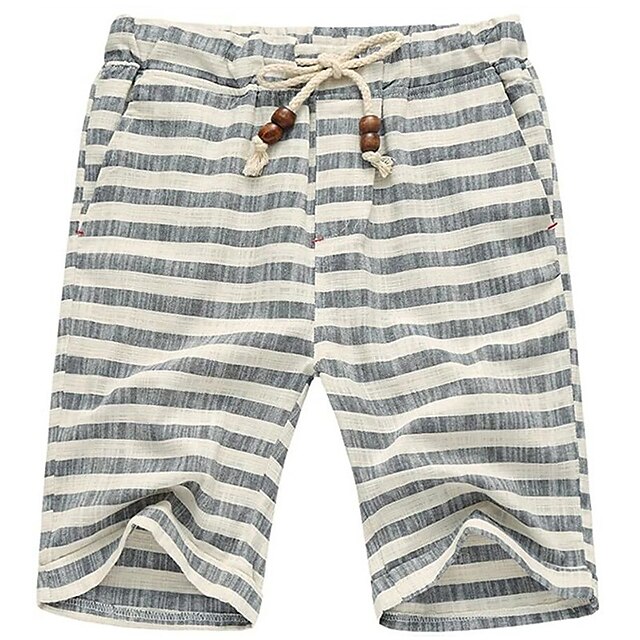  Men's Shorts Summer Shorts Beach Shorts Drawstring Elastic Waist Straight Leg Stripe Plaid Checkered Comfort Breathable Short Casual Daily Holiday Fashion Classic Style Black Red