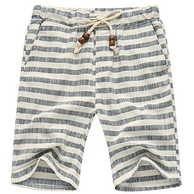  Herre Shorts Sommershorts Strandshorts Snorer Elastisk midje Rett ben Stripe Rutet Komfort Pustende Kort Avslappet Daglig Ferie Mote Klassisk Stil Svart Rød