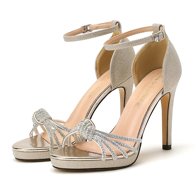  Női Esküvői cipők Valentin-napi ajándékok Bling Bling cipők Parti Munka Esküvői szandál Menyasszonyi cipők Koszorúslány cipő Strasszkő Tűsarok Lábujj nélküli Elegáns Szexi minimalizmus Csillám