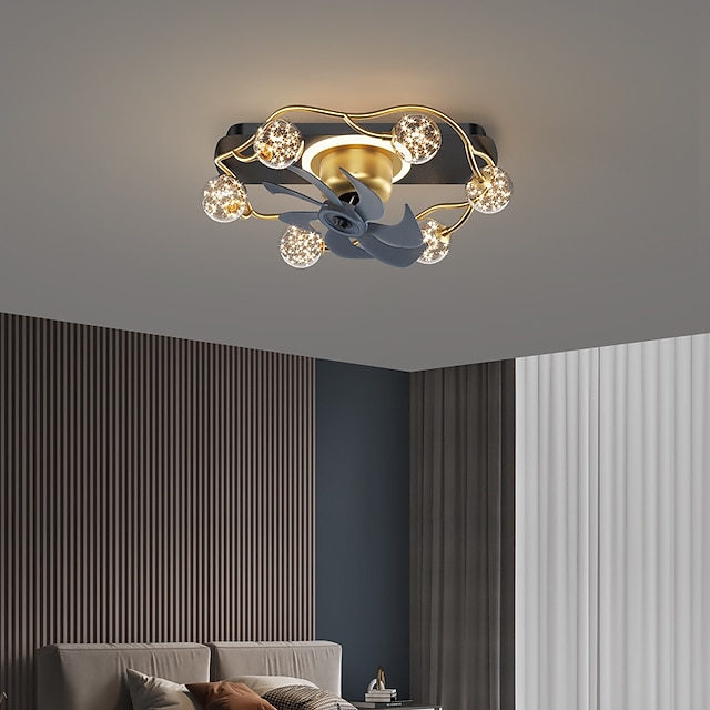  ventilator de tavan cu lumina ap& telecomandă 52 cm 3 lumini reglabil 6 viteze ale vântului ventilator de tavan modern pentru dormitor, sufragerie, cameră mică 110-240v
