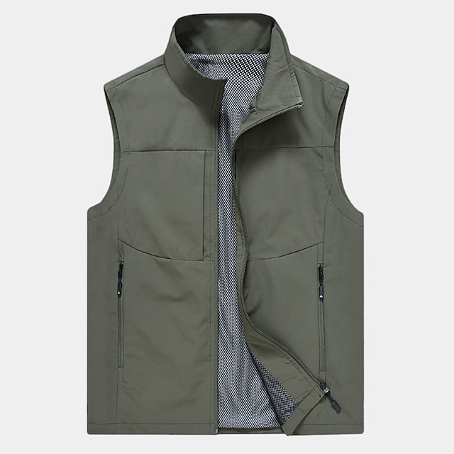  Herren Anglerweste Weste für Wanderer Ärmellos Oberbekleidung Shirt Außen Atmungsaktiv Schnelltrocknend Multi Pocket Leichtgewichtig Tasche Schnalle Chinlon Schwarz Sahne Armeegrün Arbeit Angeln
