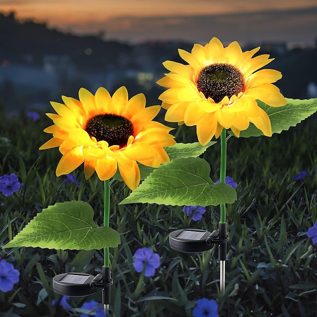  Solarbetriebene Sonnenblumen-Lichter für den Außenbereich, dekorative Gartenpfähle, Solar-LED-Wege-Dekor-Lichter, Solarblumen für Garten, Terrasse, Rasen, Hof, Veranda, Gehweg