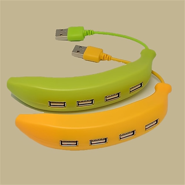  speed usb 2.0 hub 4 porte adattatore per cavo splitter portatile estensore creativo design a forma di frutta e verdura adorabile per pc notebook mac laptop (banana)