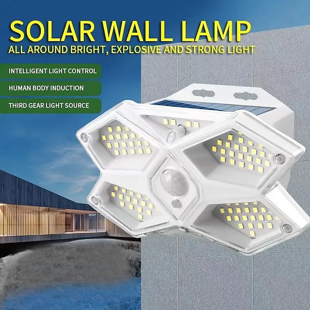 lumini solare exterioare lampă de perete impermeabilă senzor de mișcare iluminare stradală lampă de inundație de securitate pentru decor și iluminat peisaj de grădină