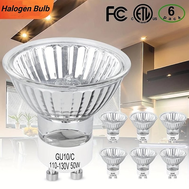  gu10 ampoule halogène 35w 50w mr16 gu10 base 220v ampoule halogène ampoules d'inondation lampe à flamme simulée