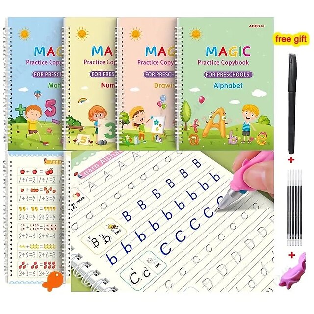  Reusable Copy Book Magic Free Wipe Writing Stickers for Boys & Girls - Parent-Child Education & Practice!