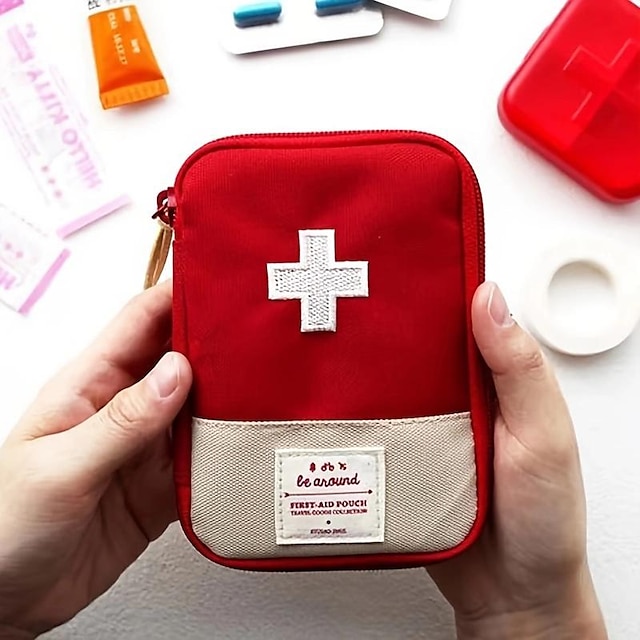  drăguț mini geantă portabilă pentru medicamente pentru mașină trusă de prim ajutor truse medicale de urgență organizator în aer liber geantă de depozitare a pastilelor pentru medicamente de uz casnic