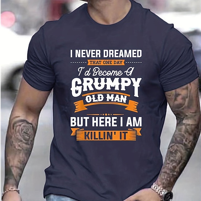  Homens Letra Estampas Abstratas Camiseta Camisetas gráficas Algodão Manga Curta Gráfico Camisa Preto Branco Azul Camiseta confortável Ao ar livre Rua Roupas de estilistas