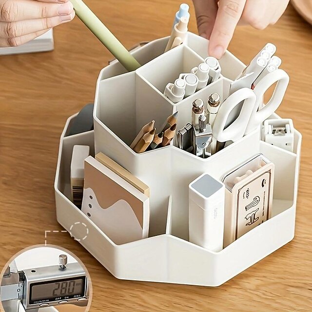 Large Capacity Pen Holder, Multi Compartment Pen Holder, Plastic Makeup