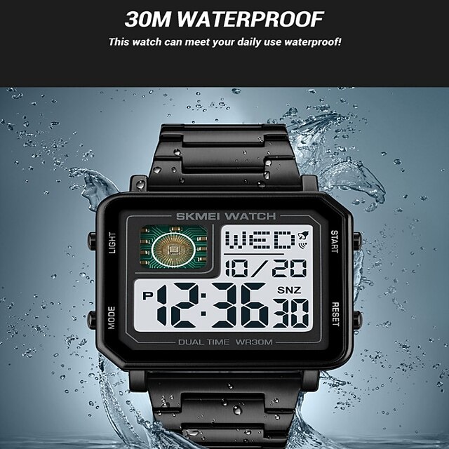 GOLDEN HOUR Ultra-Slim minimalistische sport waterdichte digitale horloges heren met breed display rubberen armband polshorloge voor mannen vrouwen, hars/blauw, Sport