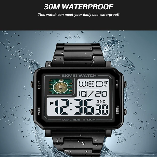 GOLDEN HOUR Ultra-Slim minimalistische sport waterdichte digitale horloges heren met breed display rubberen armband polshorloge voor mannen vrouwen, hars/blauw, Sport GOLDEN HOUR Ultra-Slim minimalistische sport waterdichte digitale horloges heren met breed display rubberen armband polshorloge voor mannen vrouwen, hars/blauw, Sport
