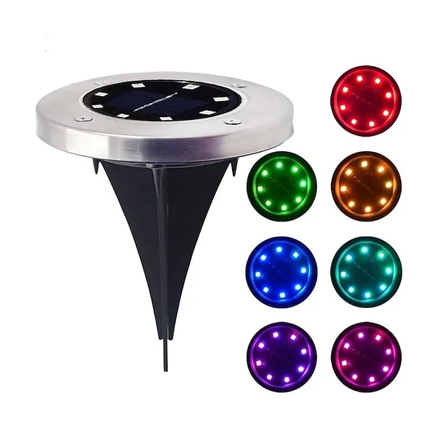  4 Uds. Lámpara enterrada solar para exteriores 8led de acero inoxidable lámpara de carretera para césped lámpara de inserción de suelo para patio lámpara de jardín