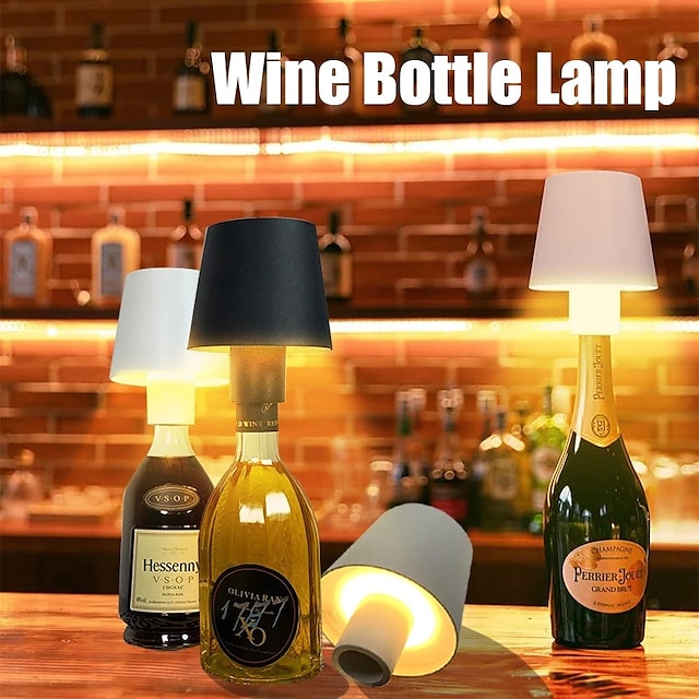  lampă de masă cu led pentru sticlă de vin lampă de masă pentru bar, creativ, portabil, cap de lampă, reîncărcabil pentru bar, cafenea, lumină de noapte, iluminat decor pentru casă 1 buc.