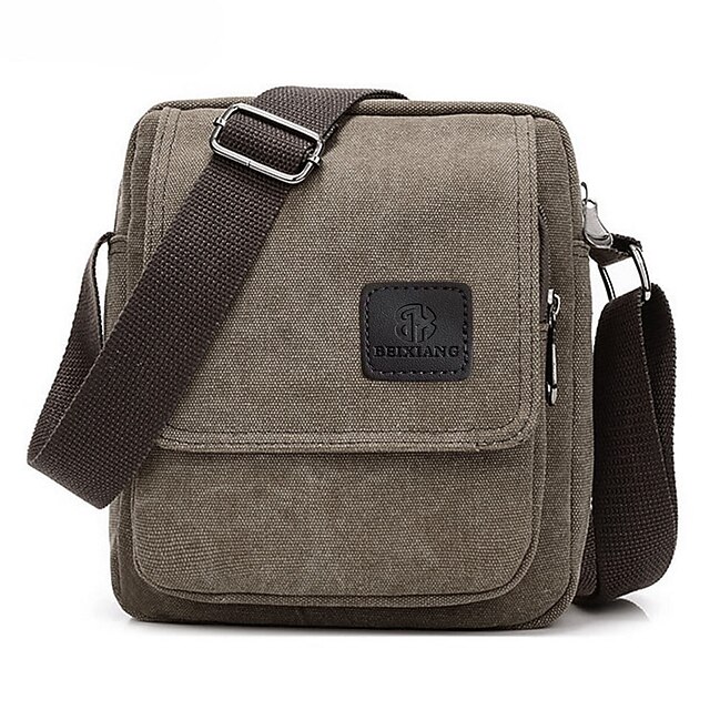 Men's Canvas Crossbody Messenger Bag Durable Small Shoulder Bag with