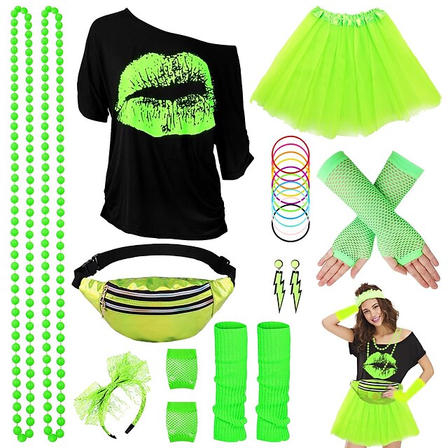 80s Costume Accessories for Women 1980s T-Shirt Tutu Fanny Pack ...