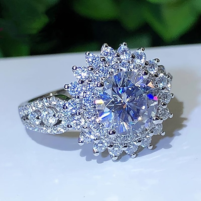  Ring Wedding Classic Silver Alloy Precious Fashion Luxury 1PC Zircon