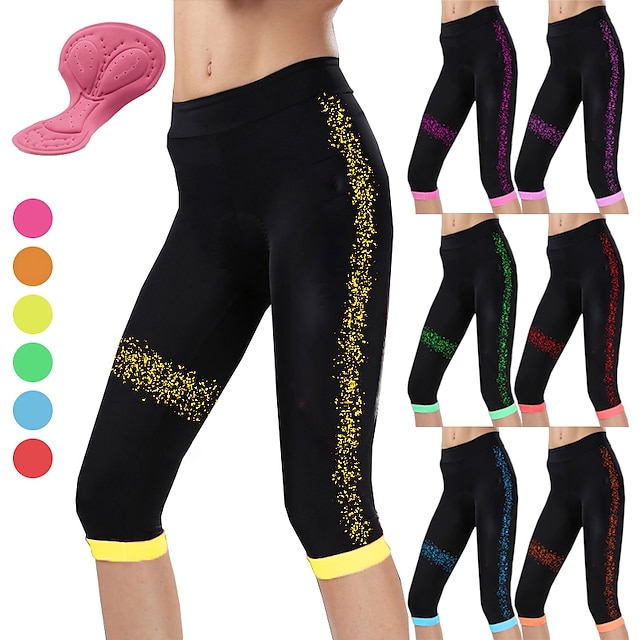  21Grams Women's Cycling 3/4 Tights Cycling Shorts Bike Shorts Bike 3/4 Tights Bottoms Mountain Bike MTB Road Bike Cycling Sports 3D Pad Breathable Quick Dry Moisture Wicking Yellow Pink Spandex