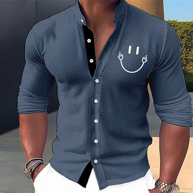 Men's King Shirt Button Up Shirt Long Sleeve Fashion Streetwear Designer Outdoor Casual Daily Summer Spring Fall Stand Collar Print Blue-Green Olive Green Light Green Pink Army Green 12