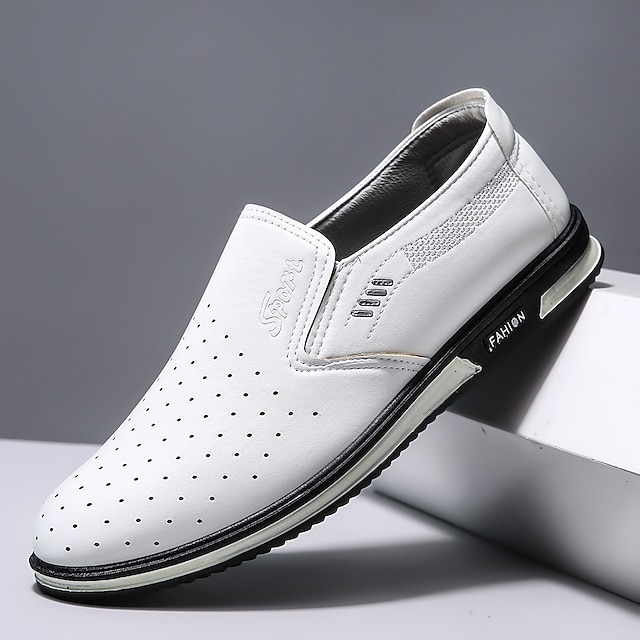  Herren Loafer & Slip On Komfort Schuhe Outdoor Täglich Mikrofaser Atmungsaktiv Halbschuhe Schwarz Weiß Sommer