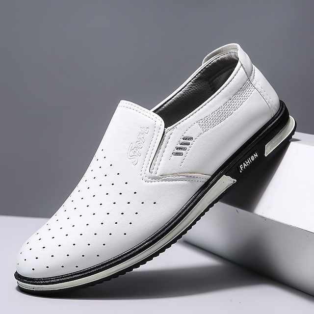  Per uomo Mocassini e Slip-Ons Scarpe comfort Esterno Giornaliero Microfibra Traspirante Mocassino Nero Bianco Estate