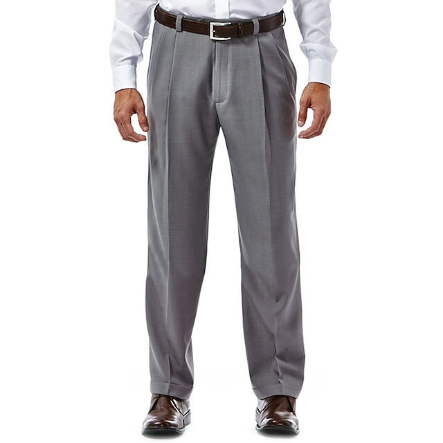 Men's Dress Pants Trousers Suit Pants Pocket Straight Leg Plain Comfort ...