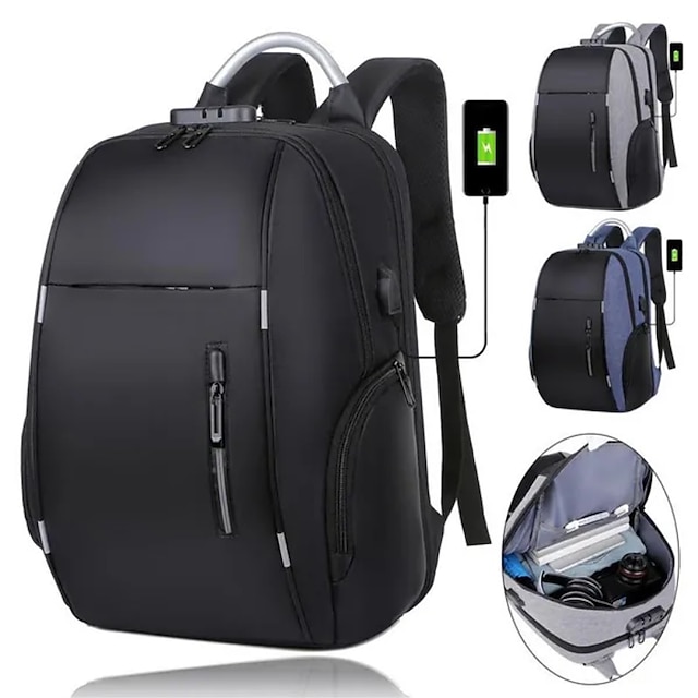  1 peça mochila multifuncional para laptop bolsa de negócios de grande capacidade mochila recarregável usb, presente de volta às aulas