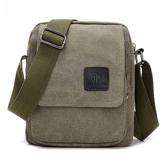 Men's Canvas Crossbody Messenger Bag Durable Small Shoulder Bag with