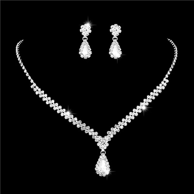  Bridal Jewelry Sets 1 set Alloy 1 Necklace Earrings Women's Fashion Simple Luxury Briolette Drop Geometric Jewelry Set For Wedding Anniversary Party Evening