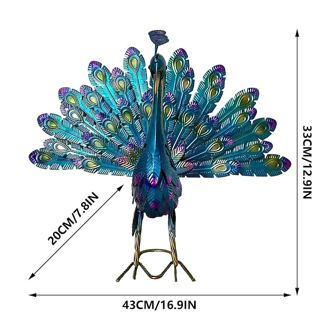 Peacock Statue Decor 2023 Newest Metal Peacock Outdoor Beautiful