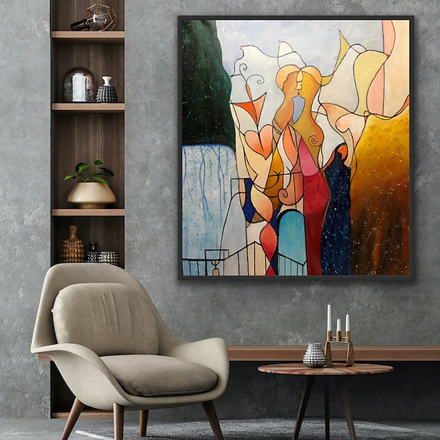 Handmade Oil Painting Canvas Wall Art Decoration Picasso Style Abstract Figures for Home Decor Rolled Frameless Unstretched Painting 7