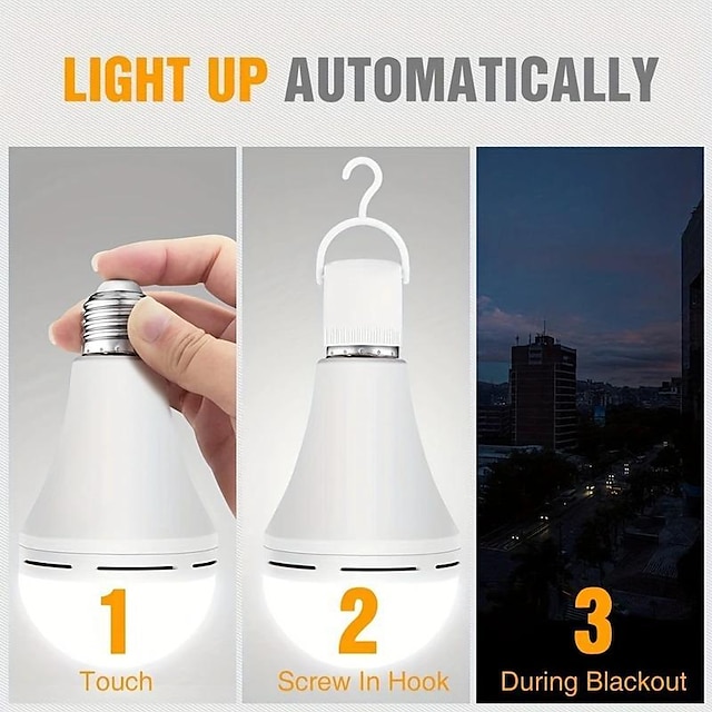  Rechargeable Emergency Led Light Bulb With Hook Stay Lights Up When Power Failure E27 LED Light Bulbs For Home Campinp Hiking