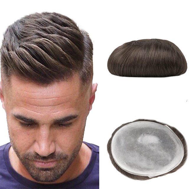 Toupee for Men 8x10 Inch 0.06mm Thin PU Skin Mens Toupee Human Hair