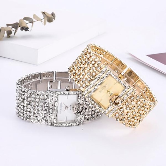  Simple carré or montres femmes mode décontracté alliage bracelet dames montres-bracelets diamant échelle cadran femme horloge à quartz