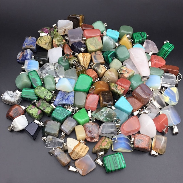  Random 10 Pcs Ornaments Natural Crystal Agate Small Pendant Necklace Jade Semiprecious Stone Colorful Stone Scenic Area Hot Sale