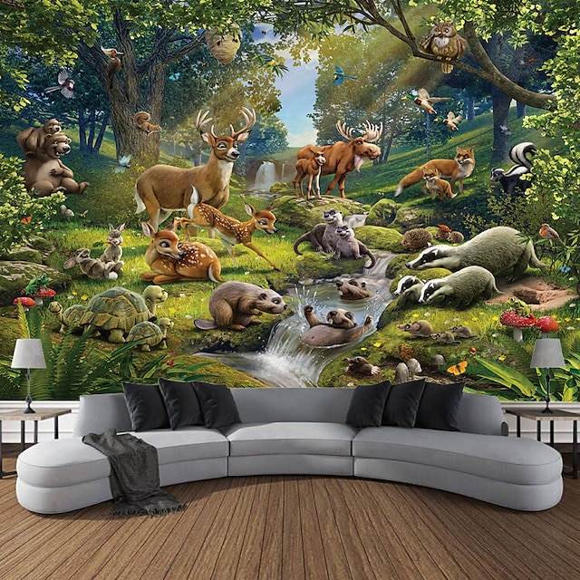 Forest Animal Hanging Tapestry Wall Art Large Tapestry Mural Decor