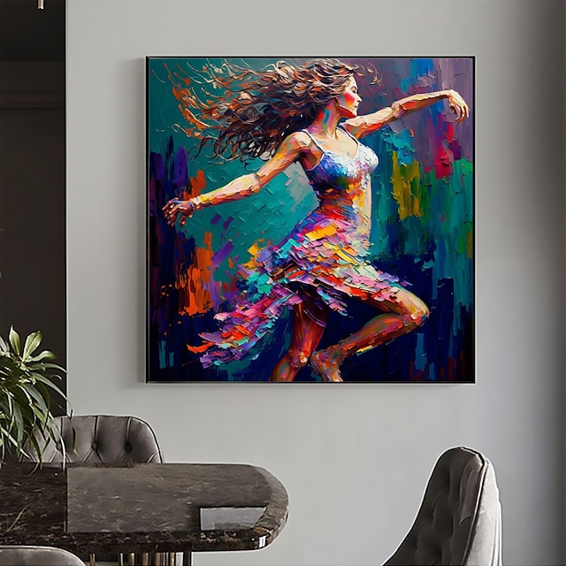  handgemaakt olieverfschilderij canvas kunst aan de muur decor origineel dansend meisje abstract figuur schilderij voor interieur met gespannen frame/zonder binnenframe schilderij
