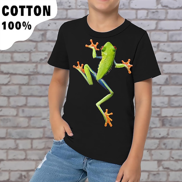  Garçon 3D Graphic Bande dessinée T-shirt Tee-shirts Manche Courte 3D effet Eté Printemps Actif Sportif Mode 100% Coton Enfants 3-12 ans Extérieur Casual du quotidien Standard