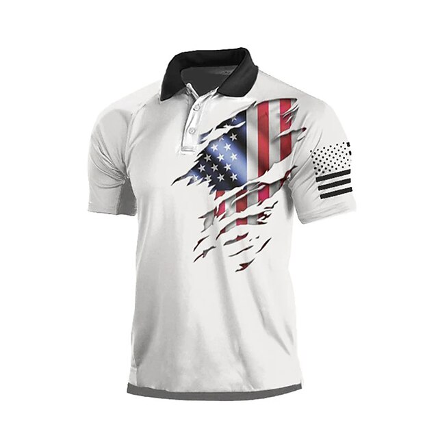 Men's Polo Shirt Golf Shirt Graphic National Flag Turndown Custom Print ...