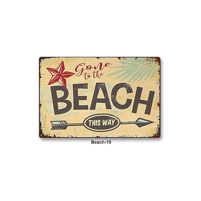 1pc Beach Metal Tin Sign Summer Beach Tin Sign Vintage Beach Signs Wall ...